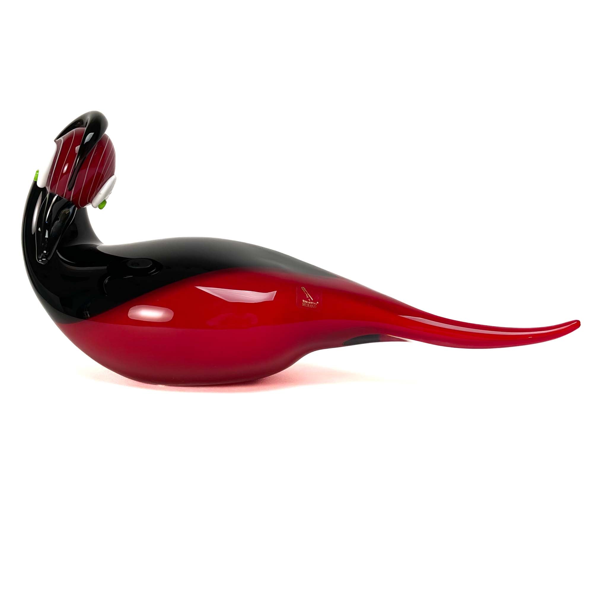 Blown Duck Black and Red - Murano Glass