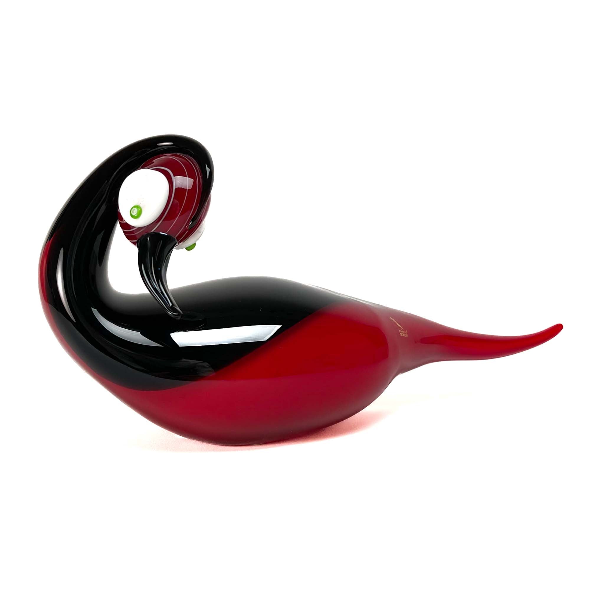 Blown Duck Black and Red - Murano Glass