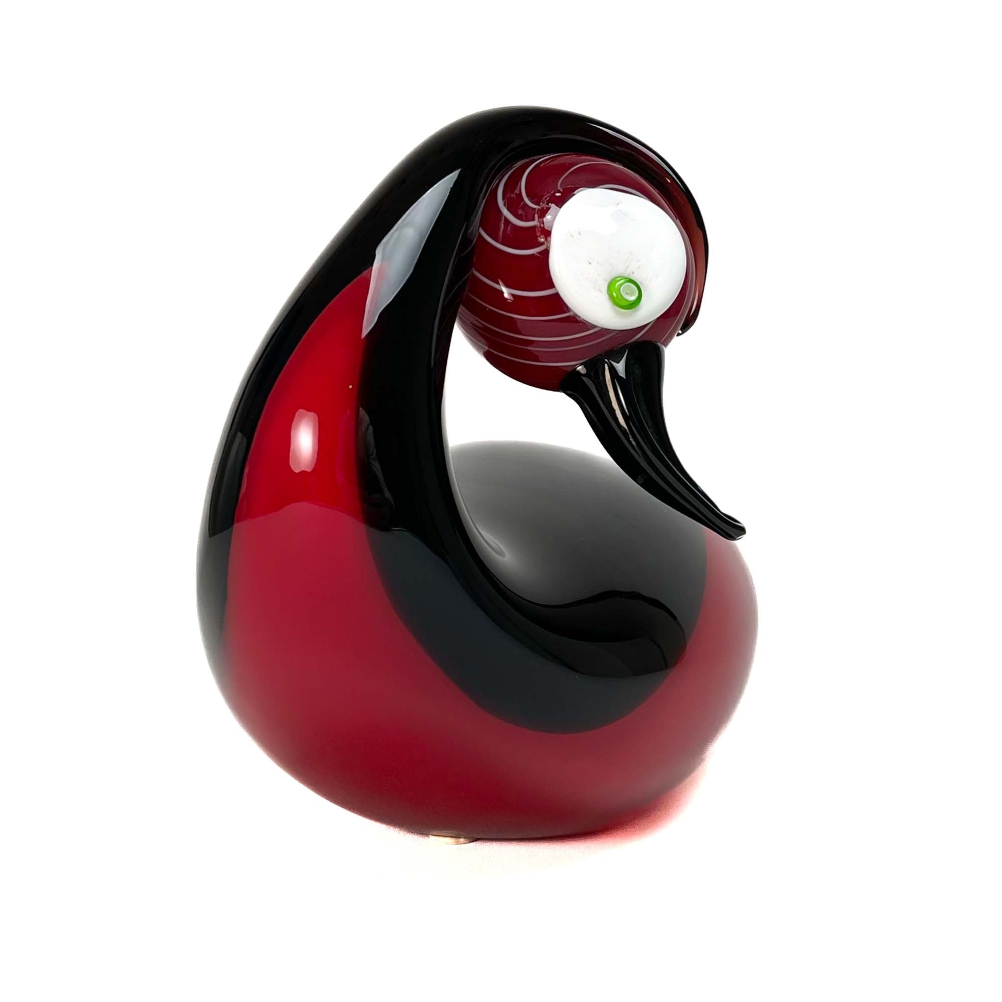 Blown Duck Black and Red - Murano Glass