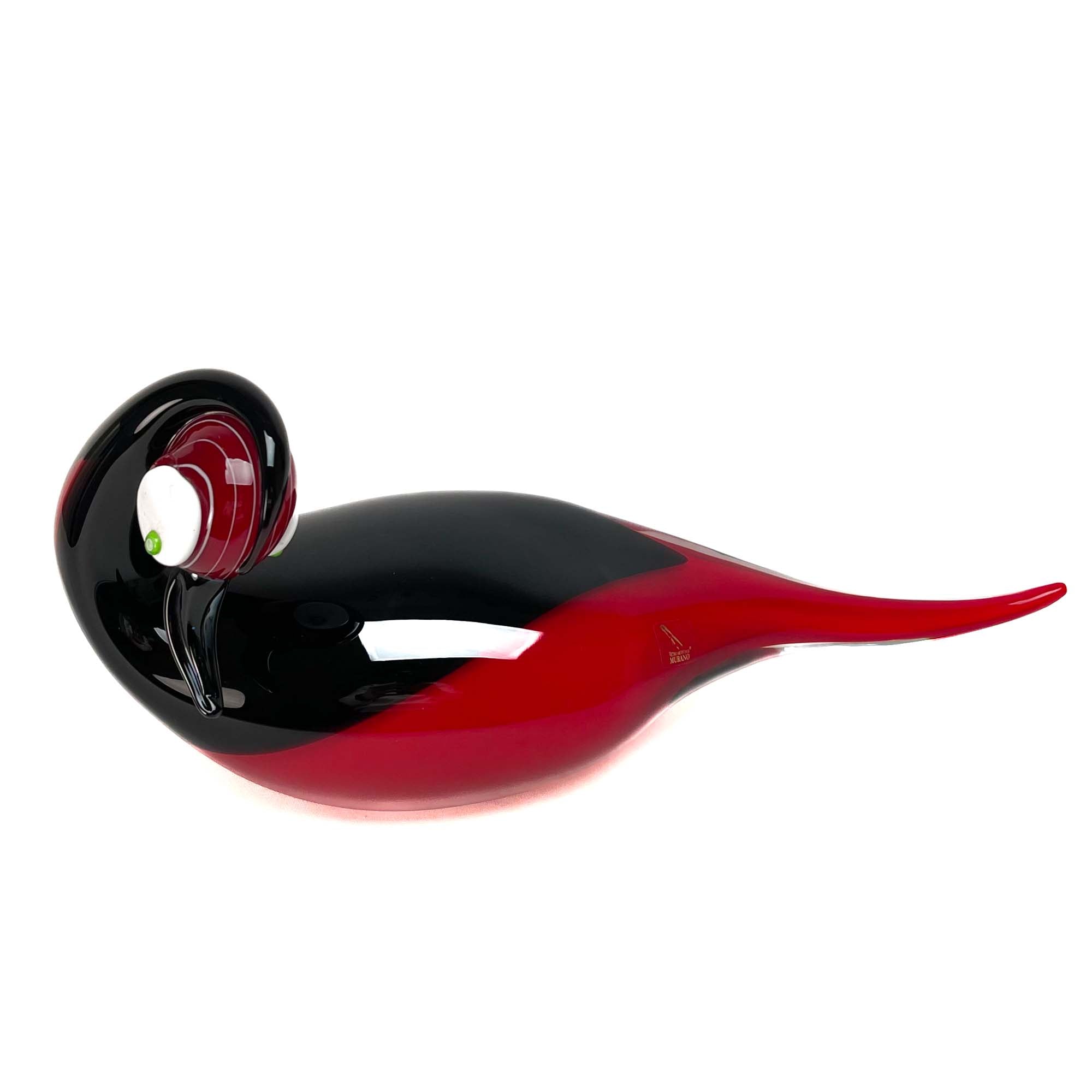 Blown Duck Black and Red - Murano Glass