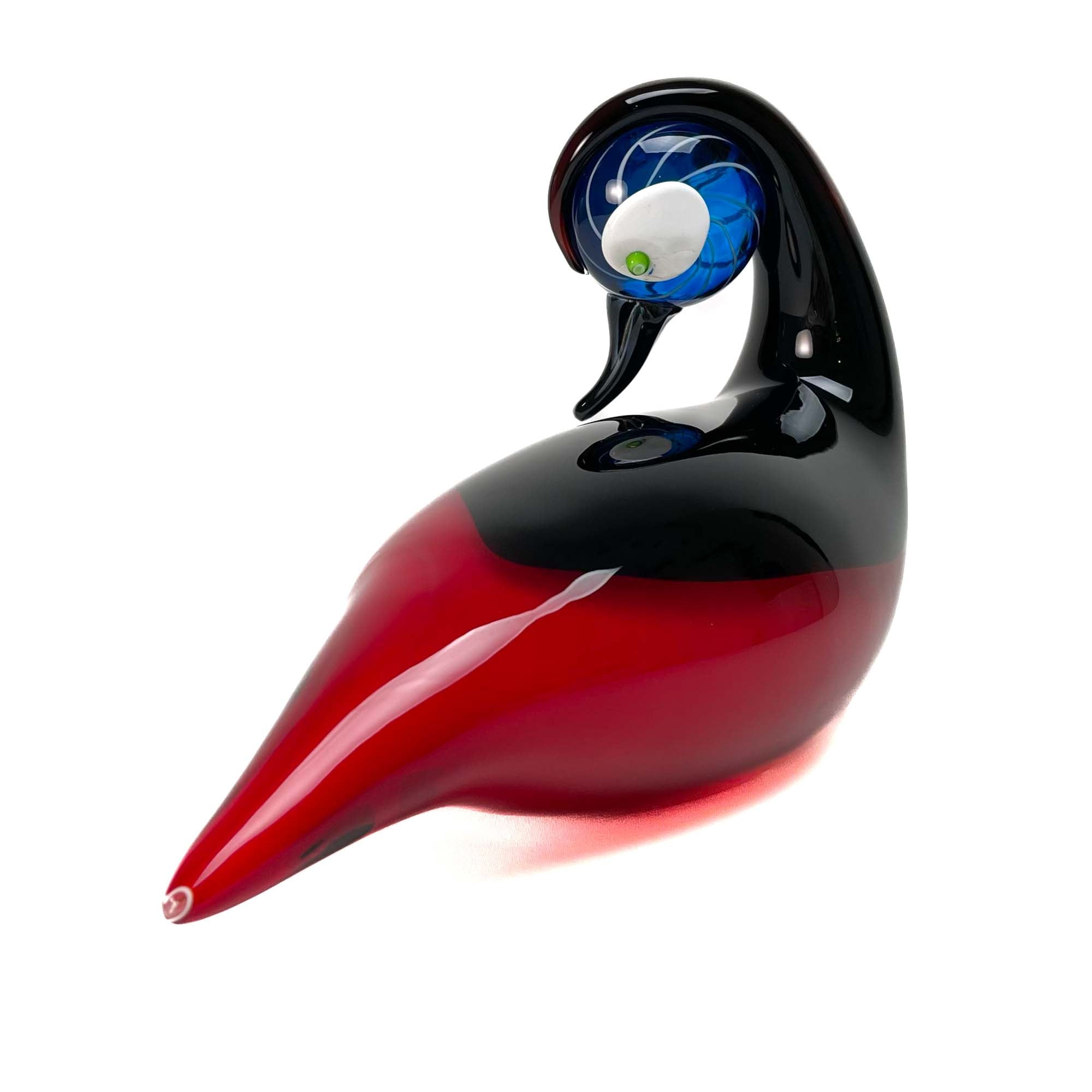 Blown Duck Black and Red - Murano Glass