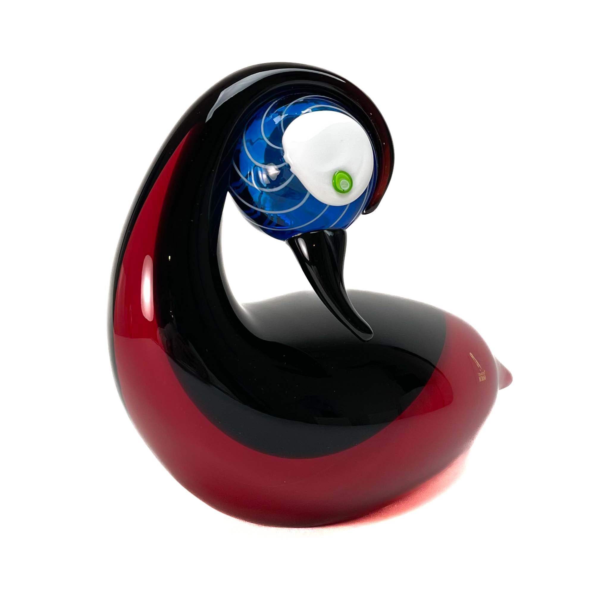 Blown Duck Black and Red - Murano Glass