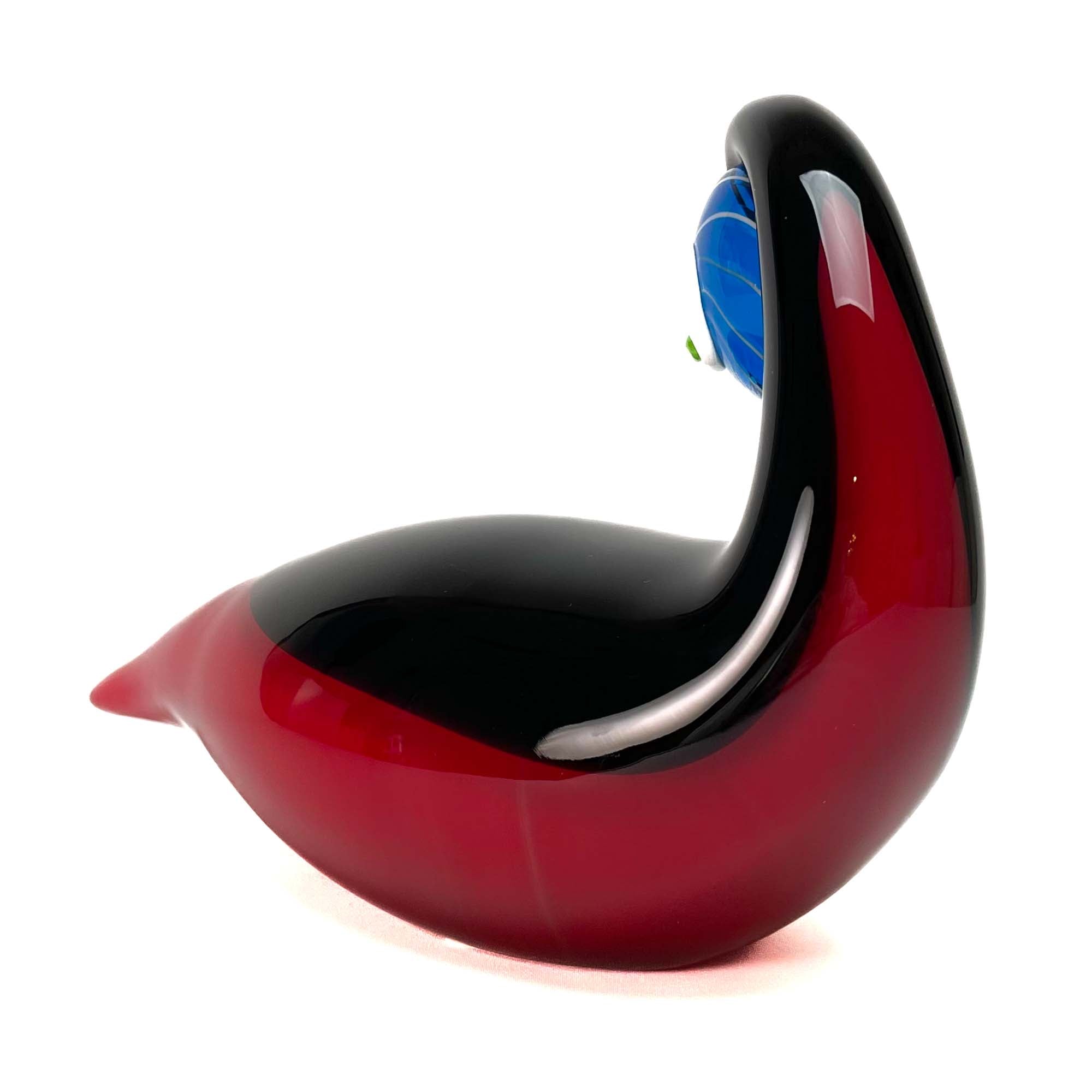 Blown Duck Black and Red - Murano Glass