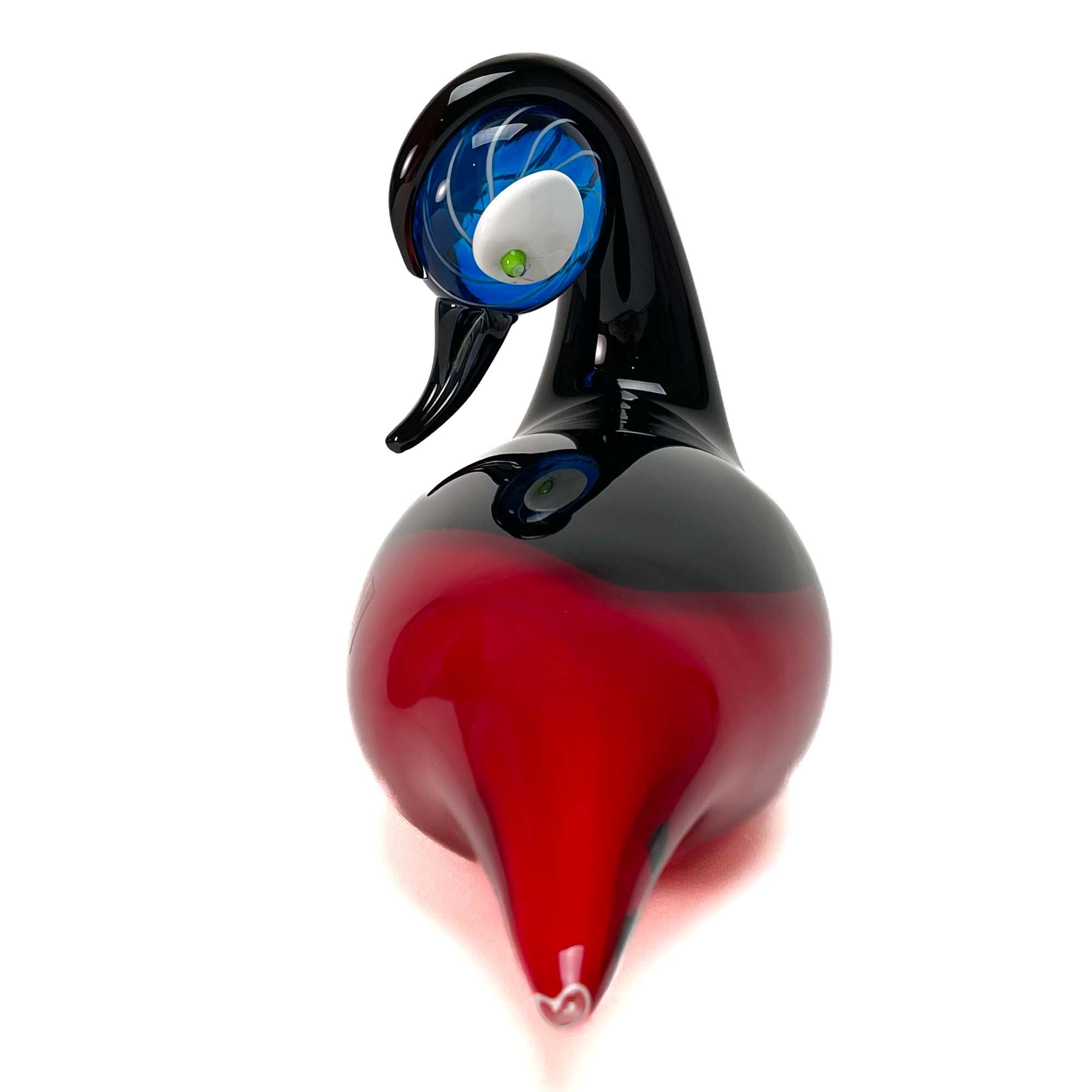 Blown Duck Black and Red - Murano Glass