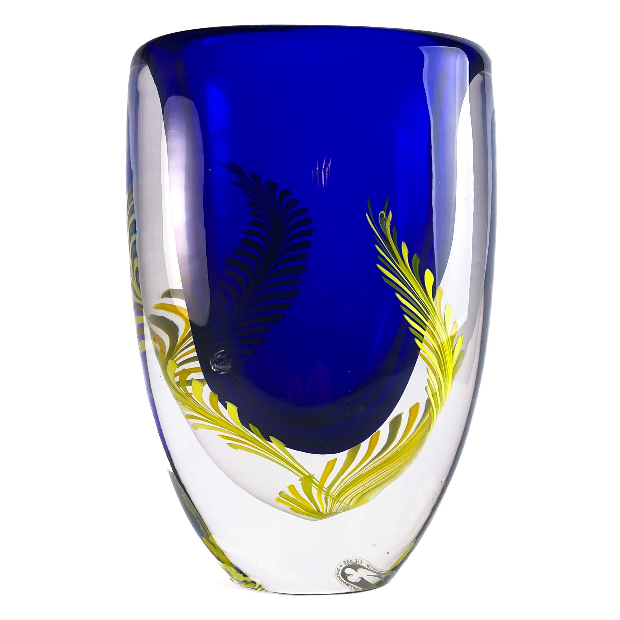 Blue Vase with Fern Leaves - Murano Glass