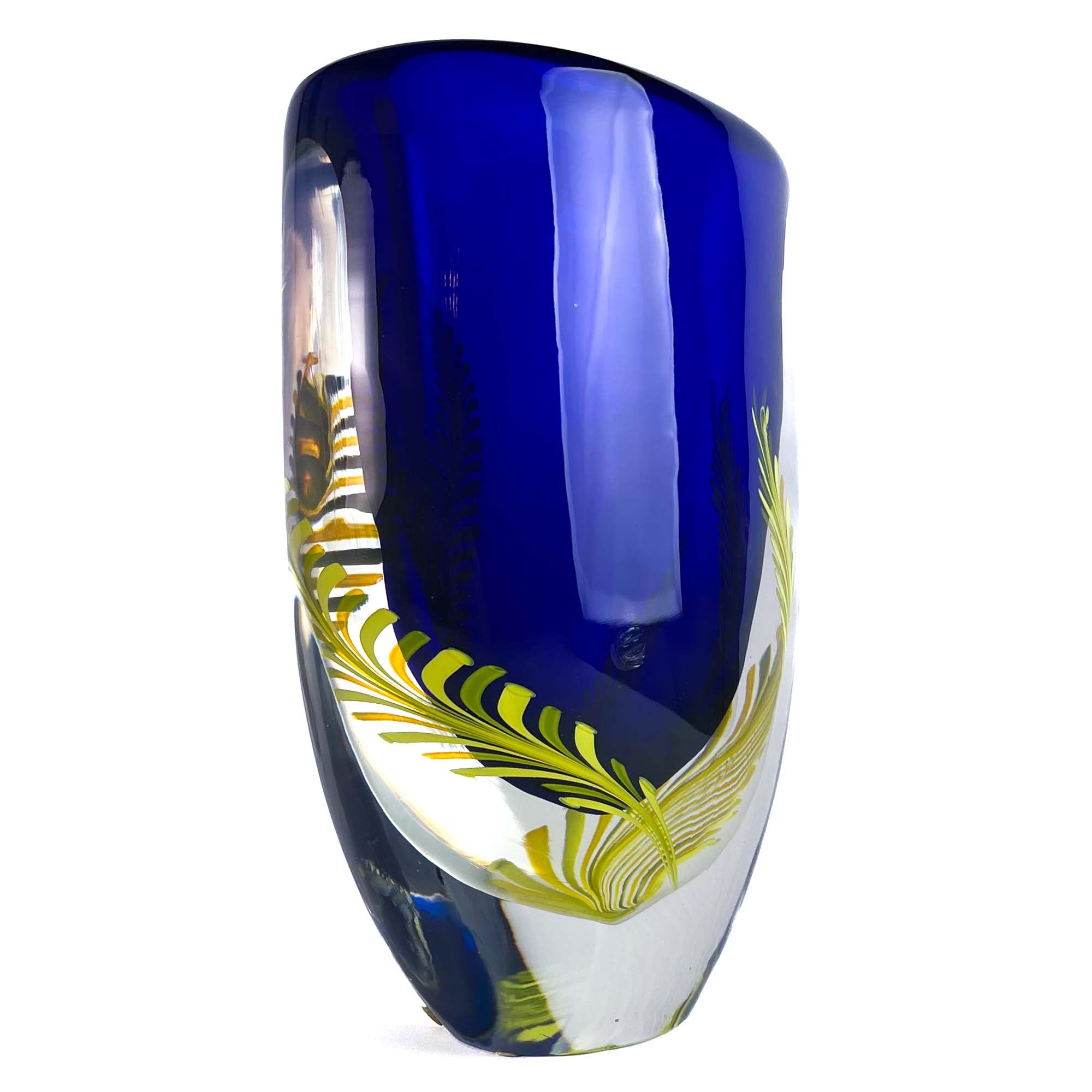 Blue Vase with Fern Leaves - Murano Glass