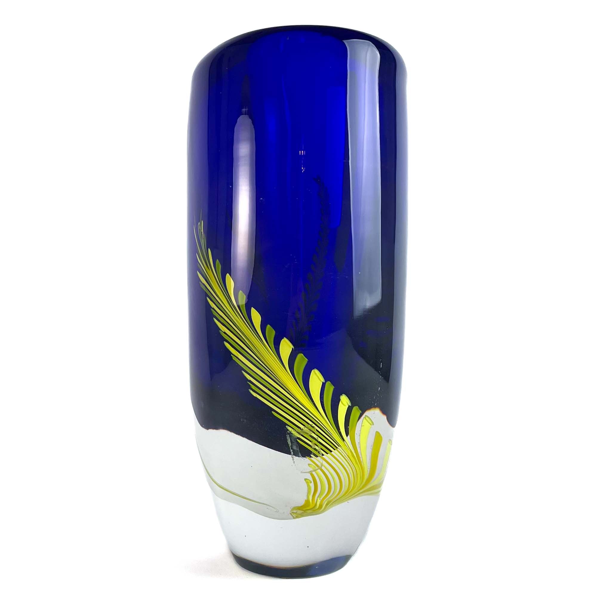 Blue Vase with Fern Leaves - Murano Glass