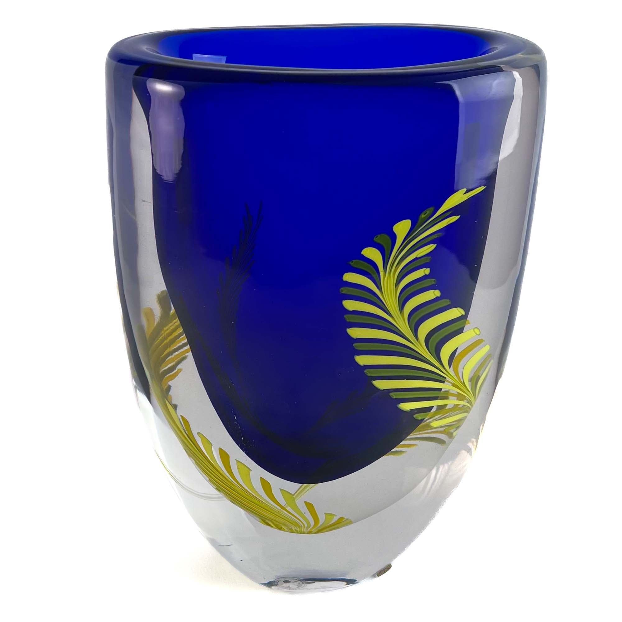 Blue Vase with Fern Leaves - Murano Glass