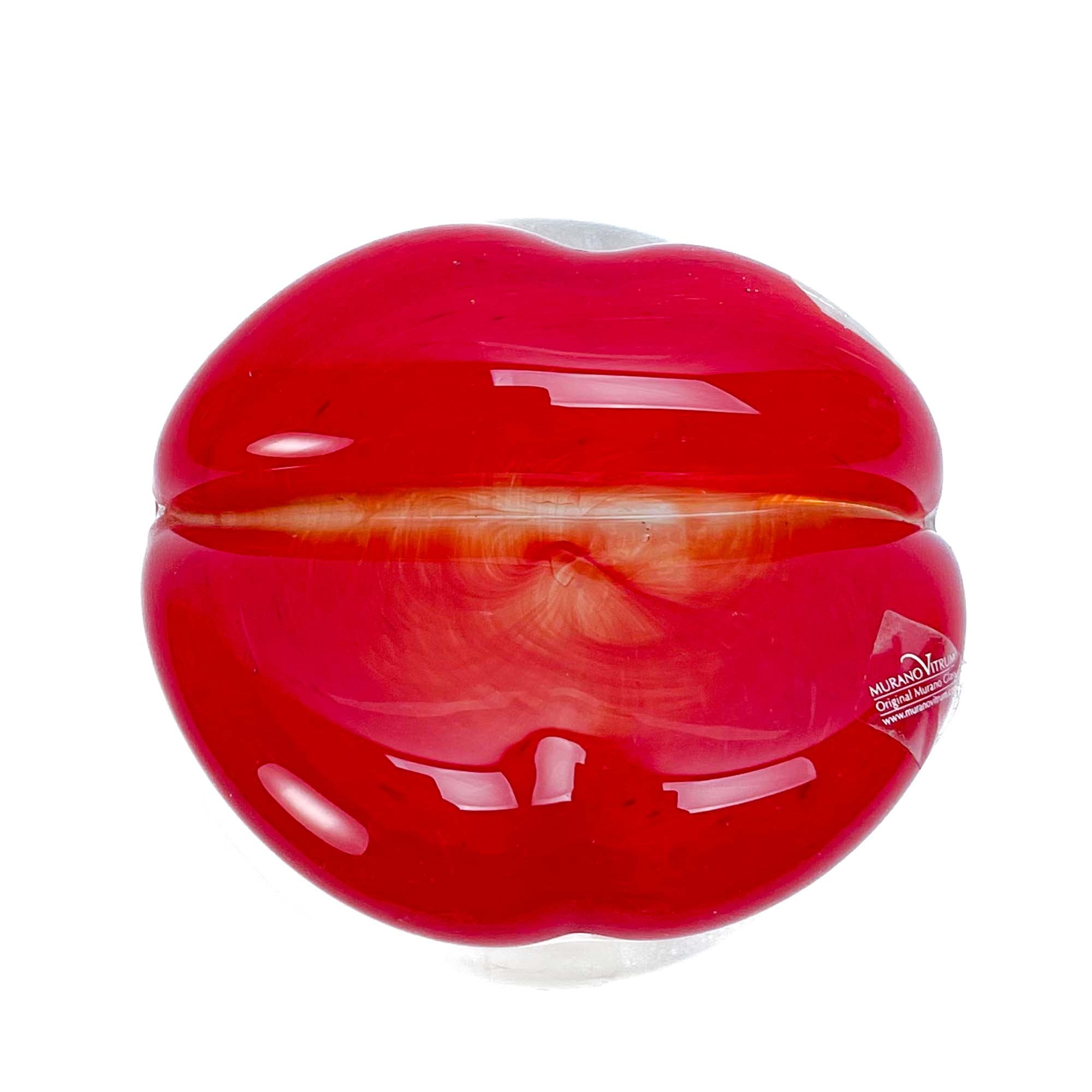 Red lip with luminescent base paperweight - Murano Glass