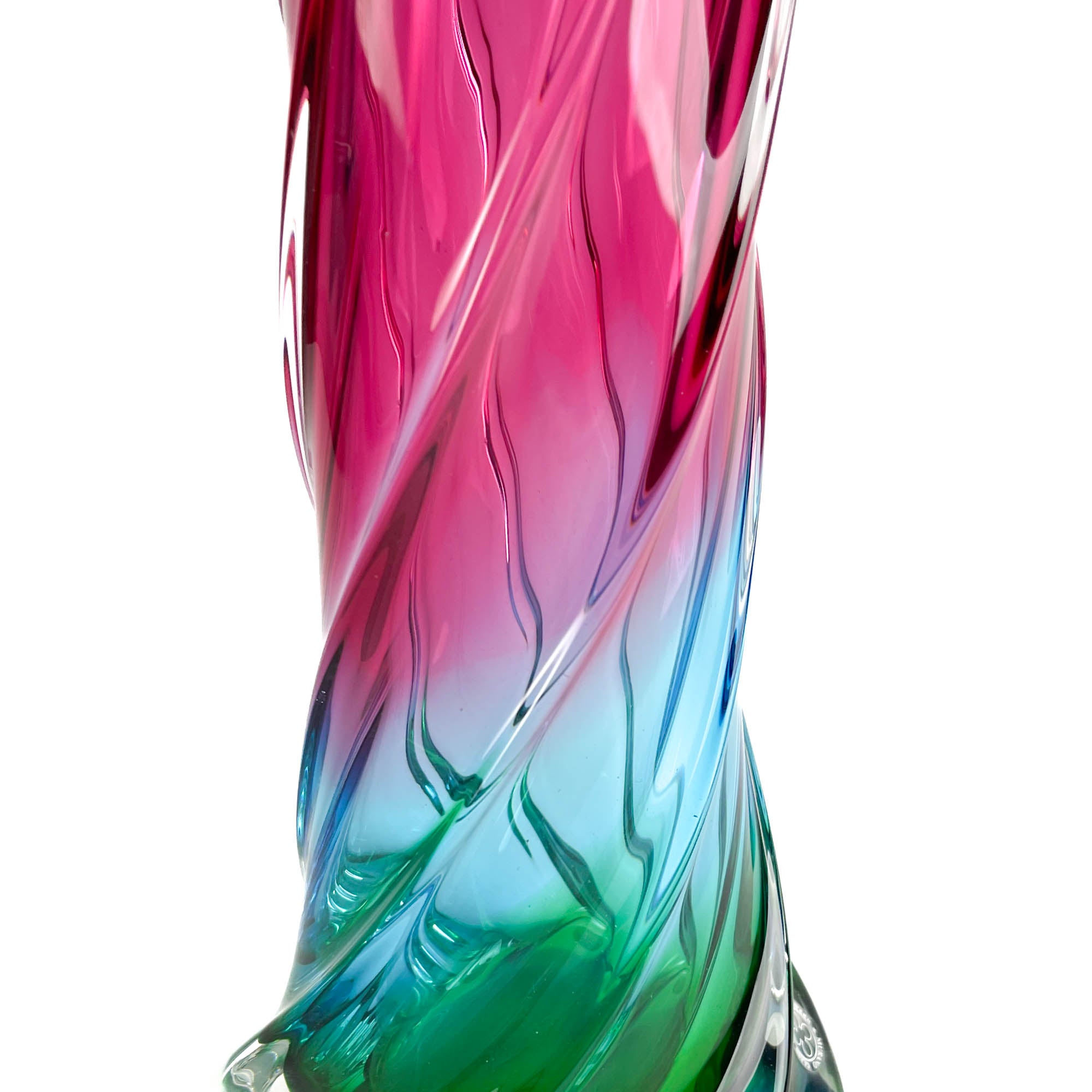 Torciglione Vase - Ruby, Aquamarine and Green