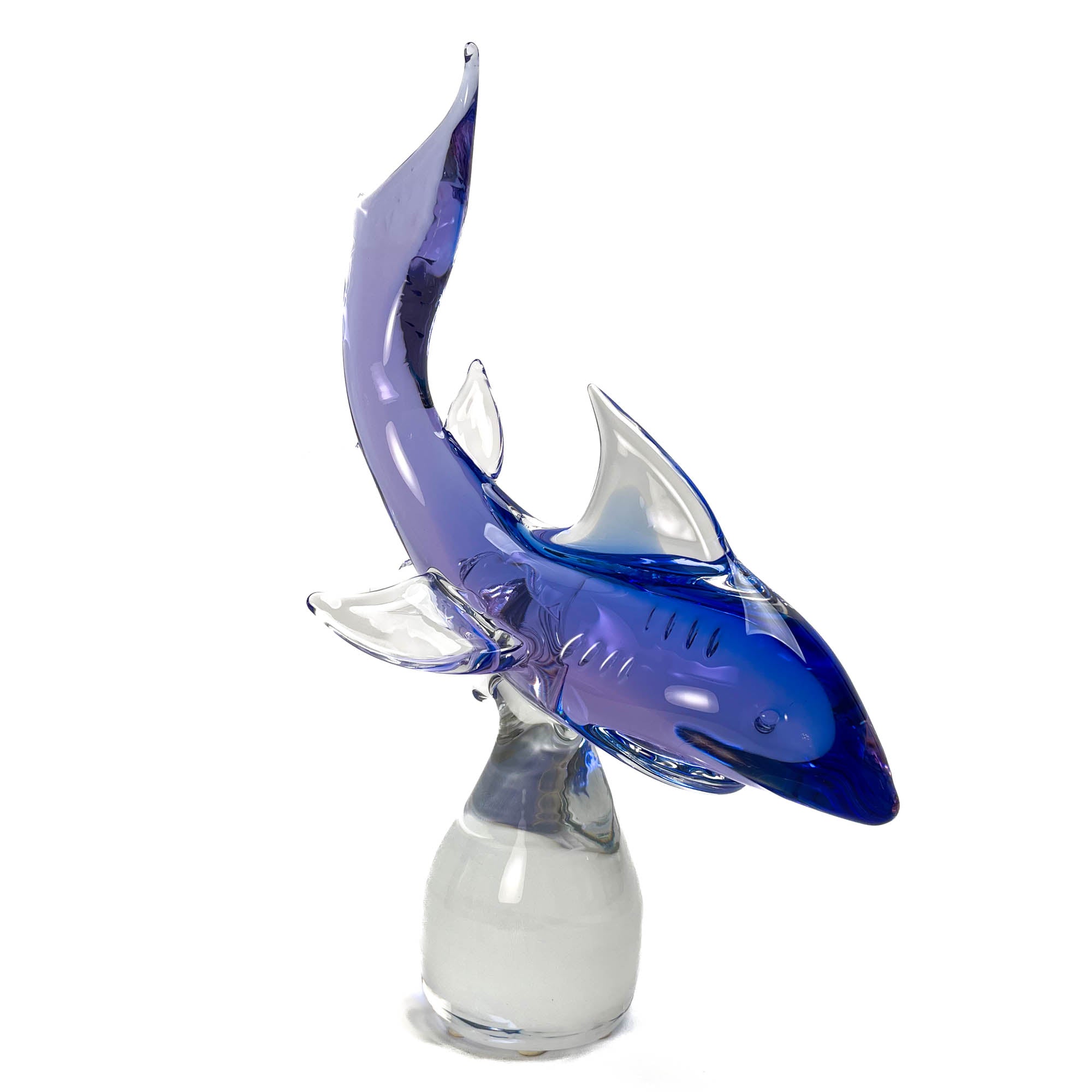 Blue Shark on a  Rock - Murano Glass Art