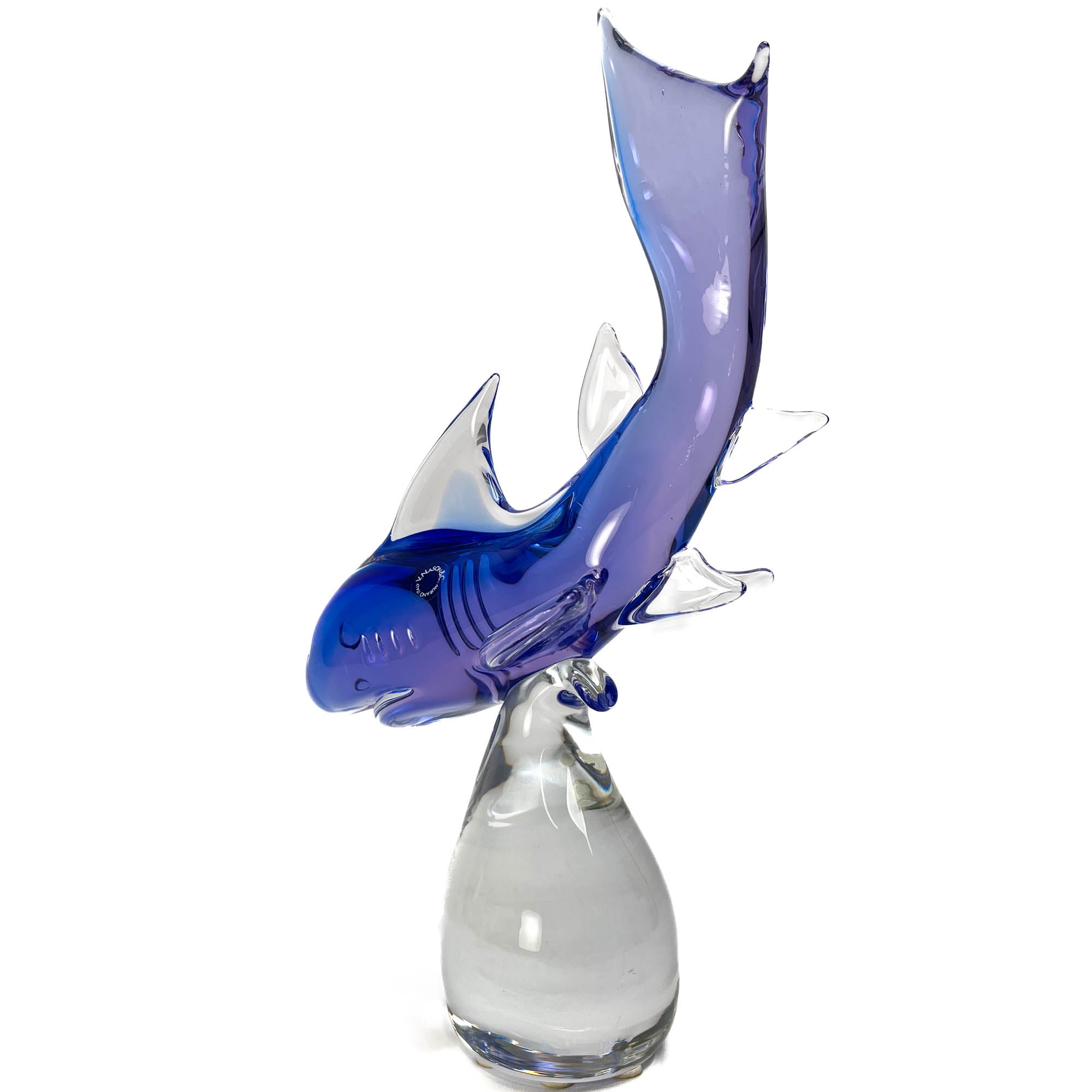 Blue Shark on a  Rock - Murano Glass Art