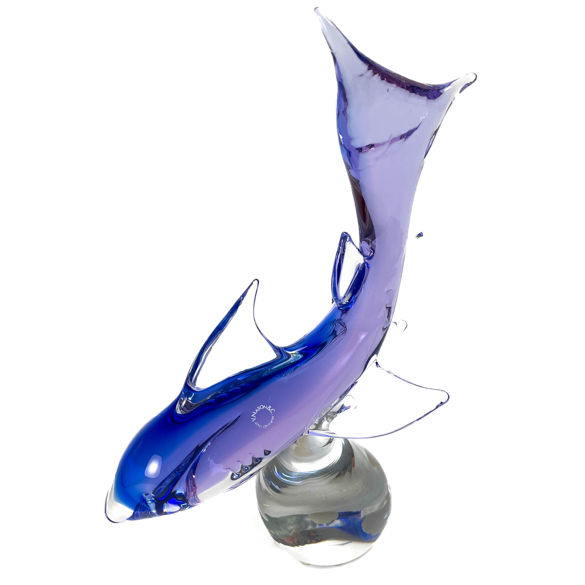 Blue Shark on a  Rock - Murano Glass Art