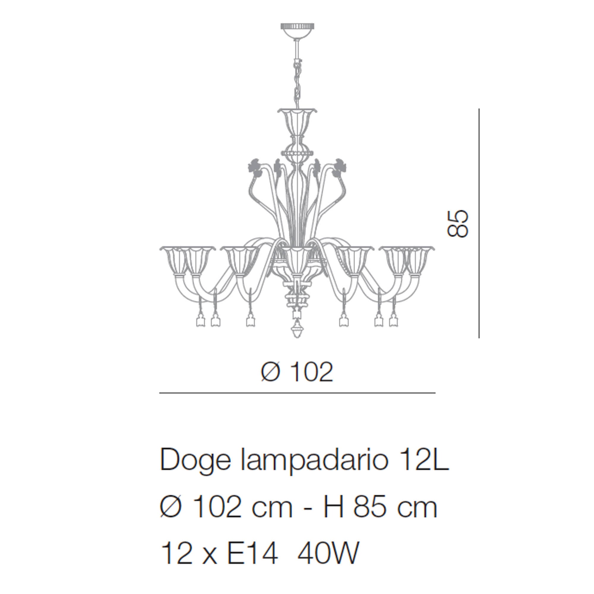 Doge Chandelier Murano Glass 6 up to 12 lights