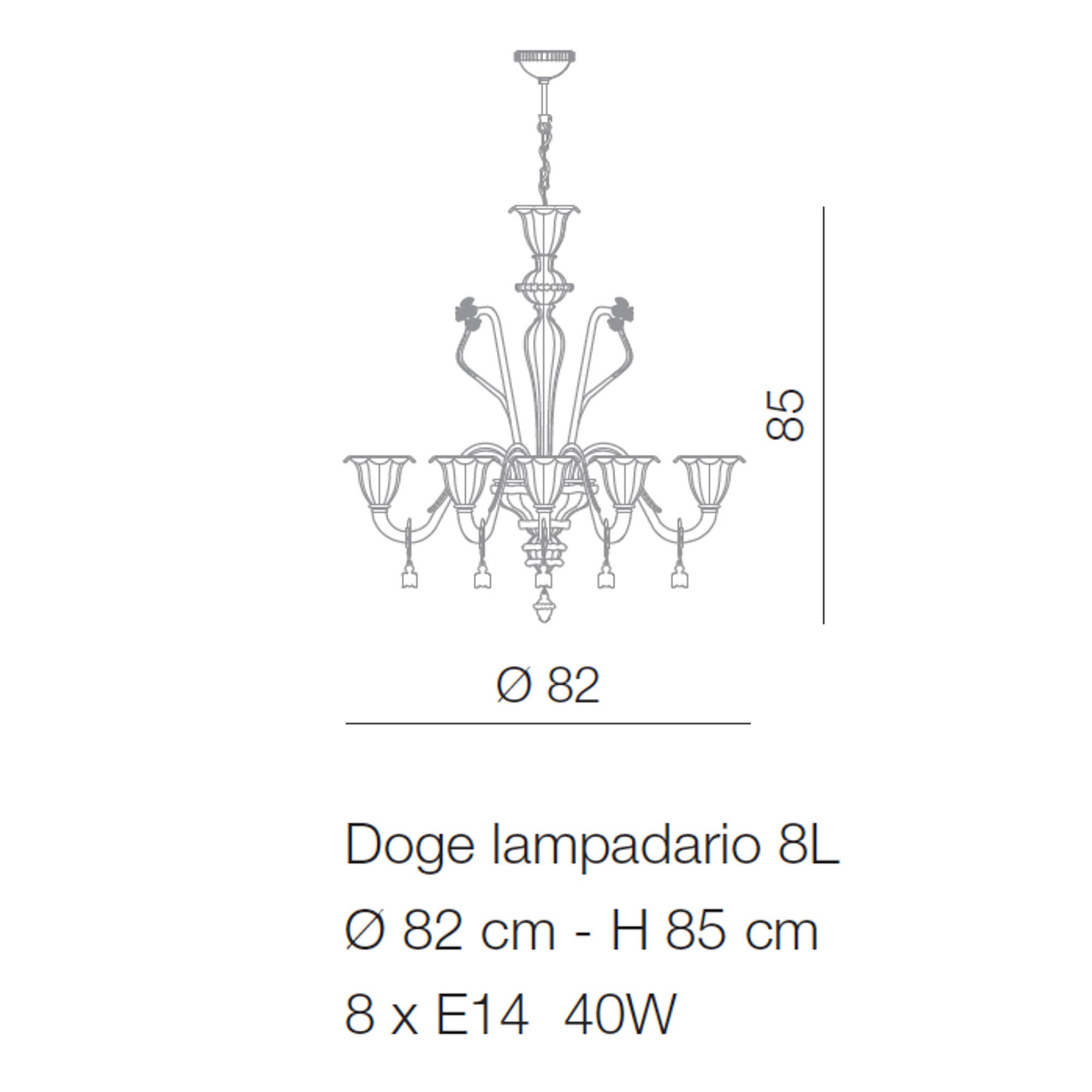 Doge Chandelier Murano Glass 6 up to 12 lights