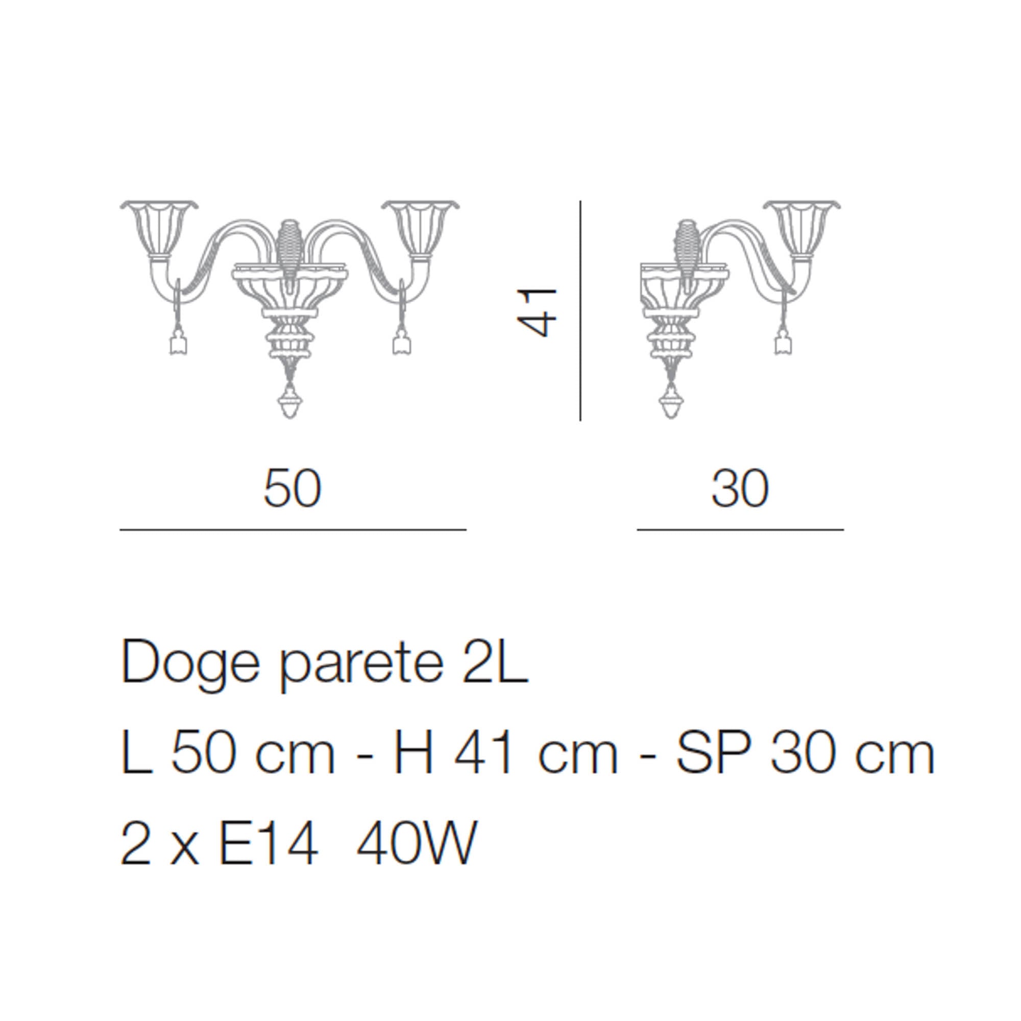 Doge Wall Lamp in Blown Glass Murano