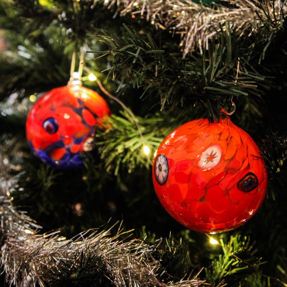 Glass Christmas bauble with Murrine - Set of 4