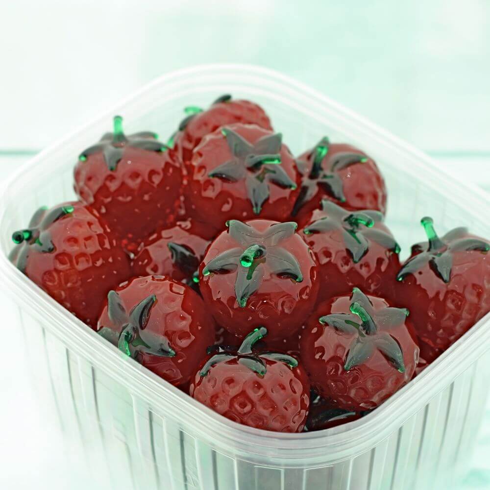 5 Glass Strawberries - big size