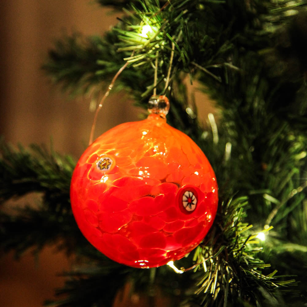 Glass Christmas bauble with Murrine - Set of 4