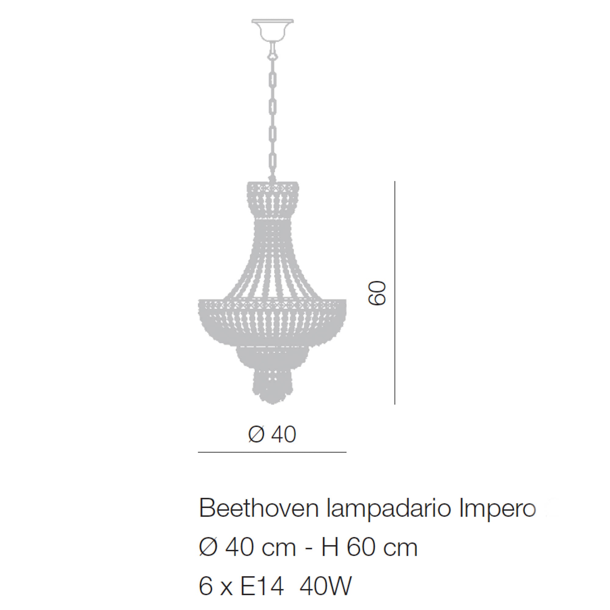 Beethoven Impero Chandelier Murano Glass 6 up to 18 lights