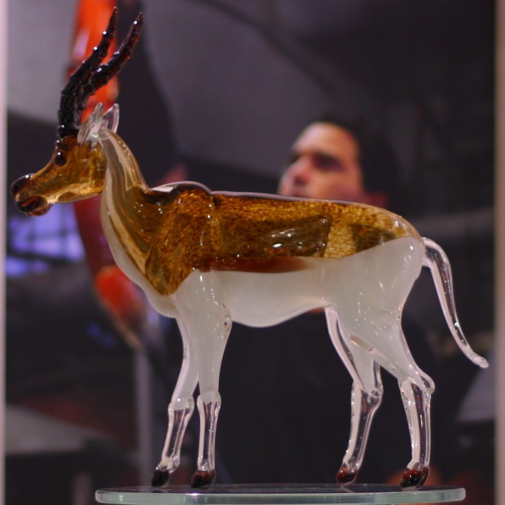 murano glass antelope made in italy