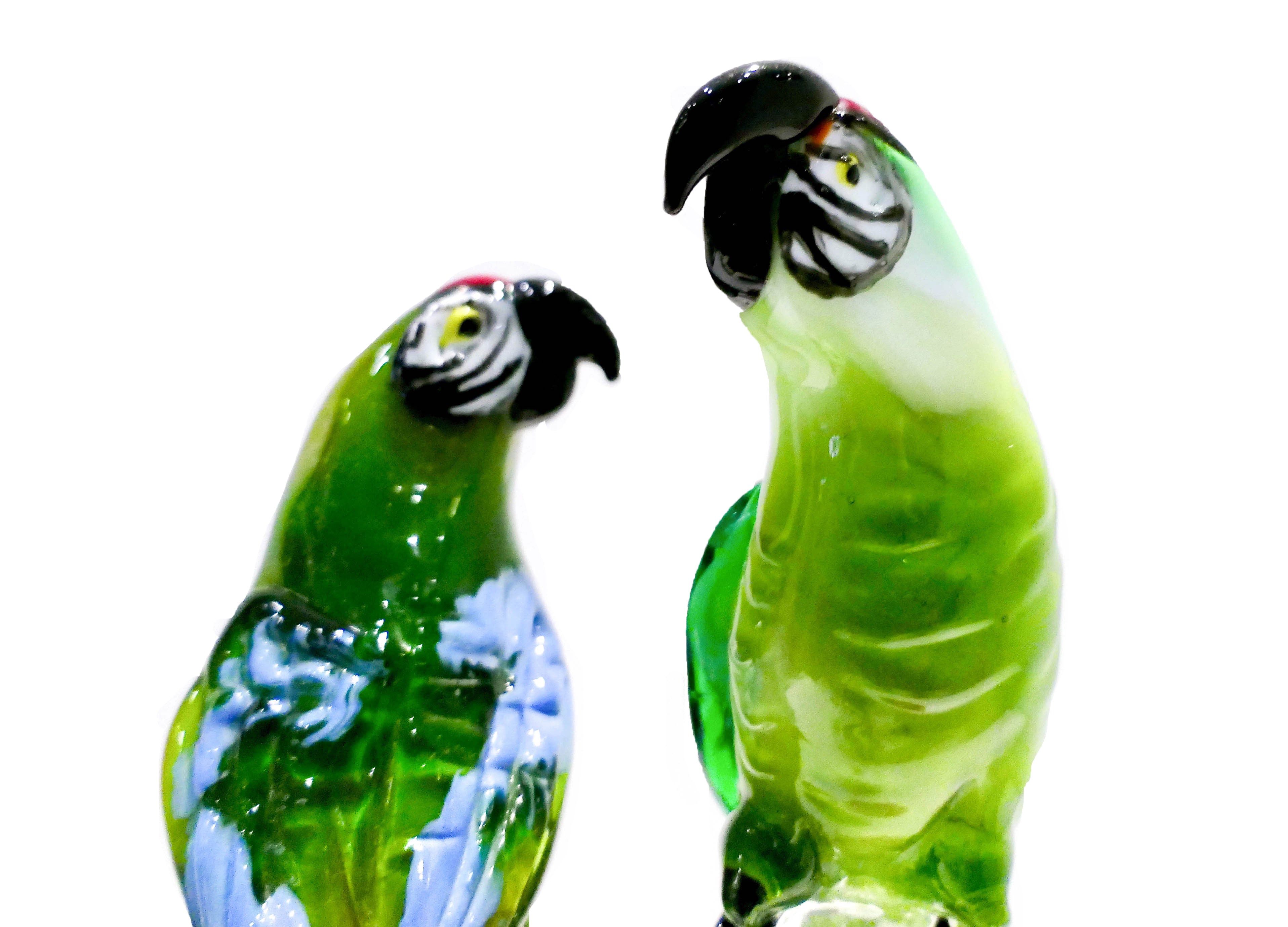 Green parrots - murano glass