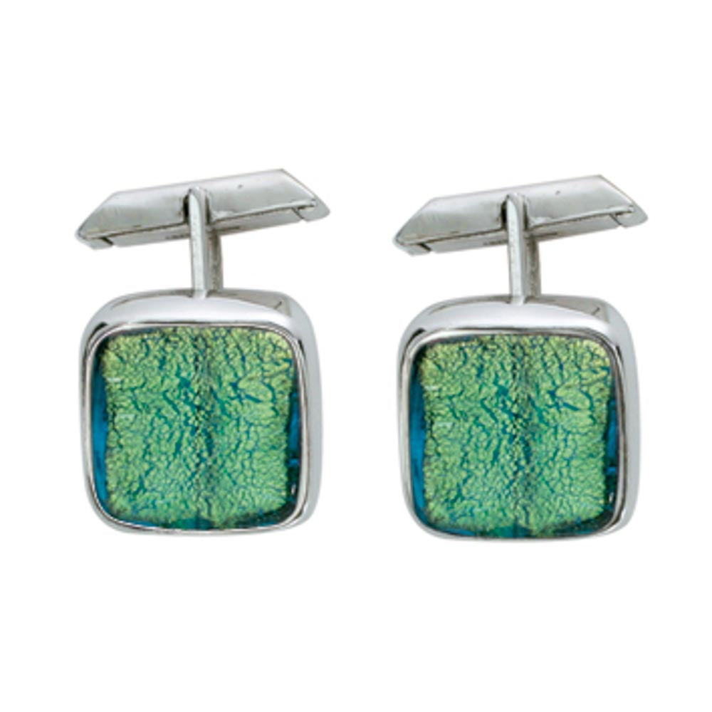 Sterling silver and Murano crystal squared cufflinks