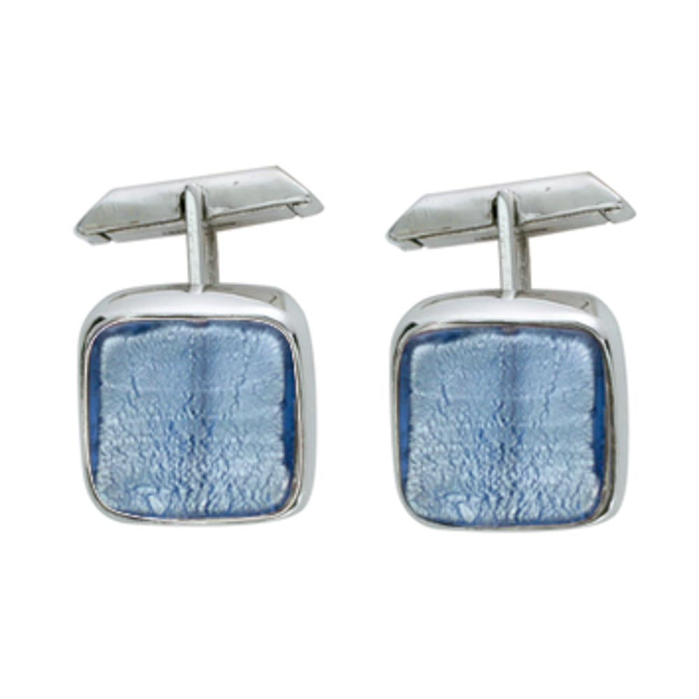 Sterling silver and Murano crystal squared cufflinks