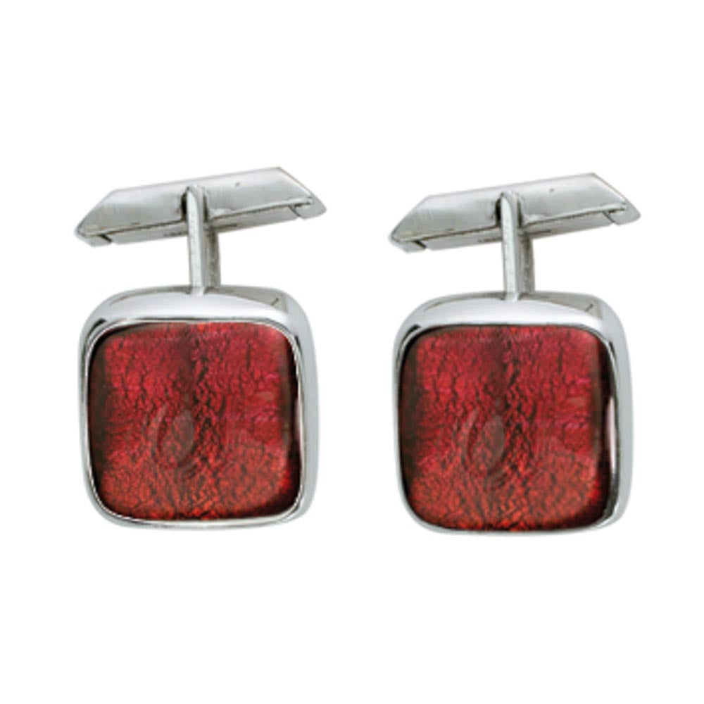 Sterling silver and Murano crystal squared cufflinks