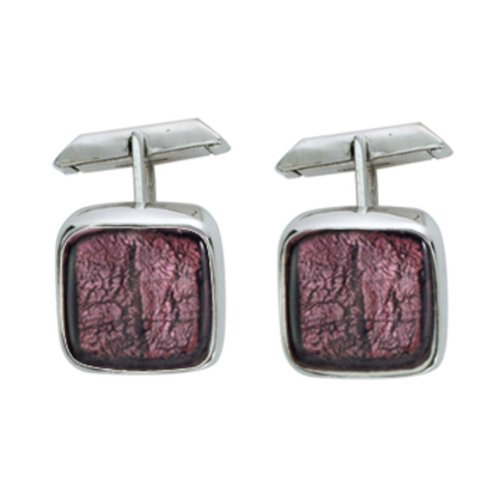 Sterling silver and Murano crystal squared cufflinks