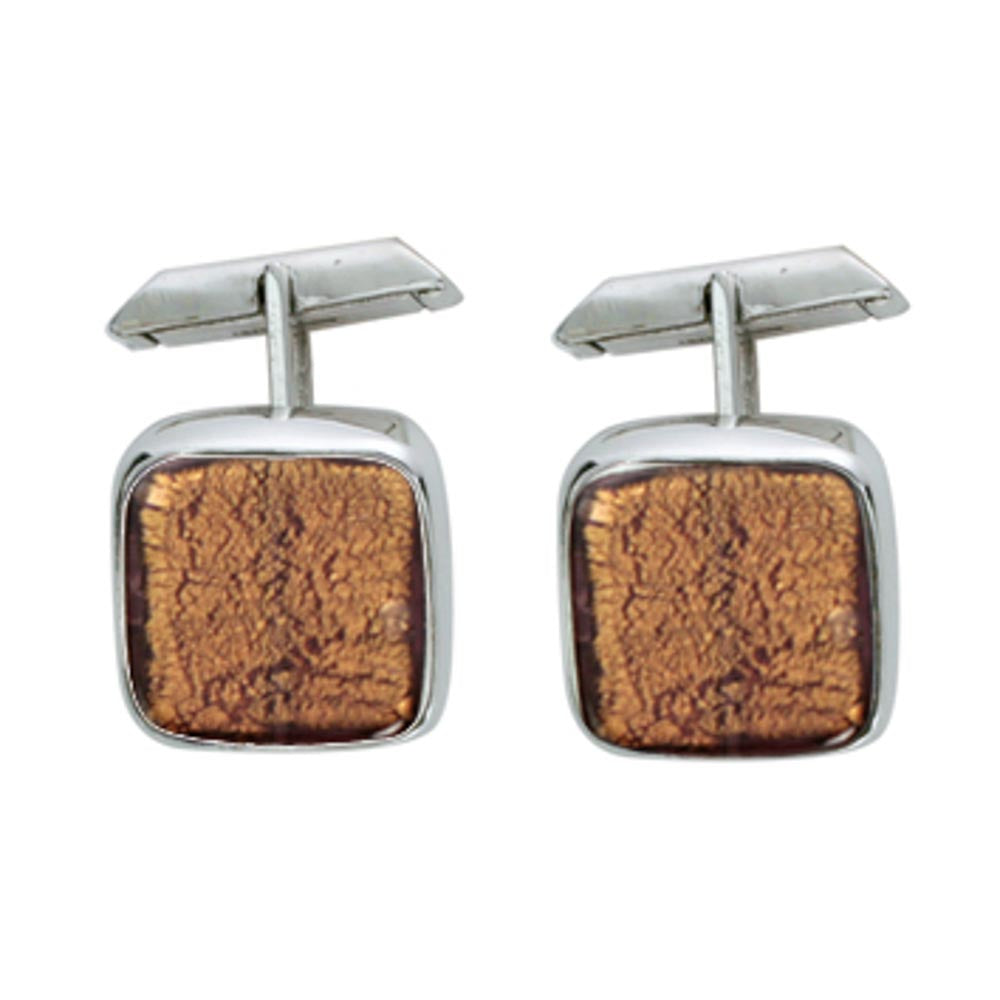 Sterling silver and Murano crystal squared cufflinks