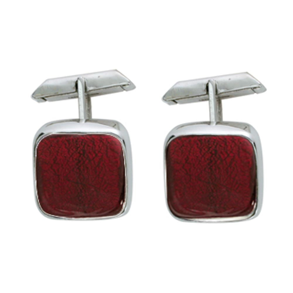 Sterling silver and Murano crystal squared cufflinks