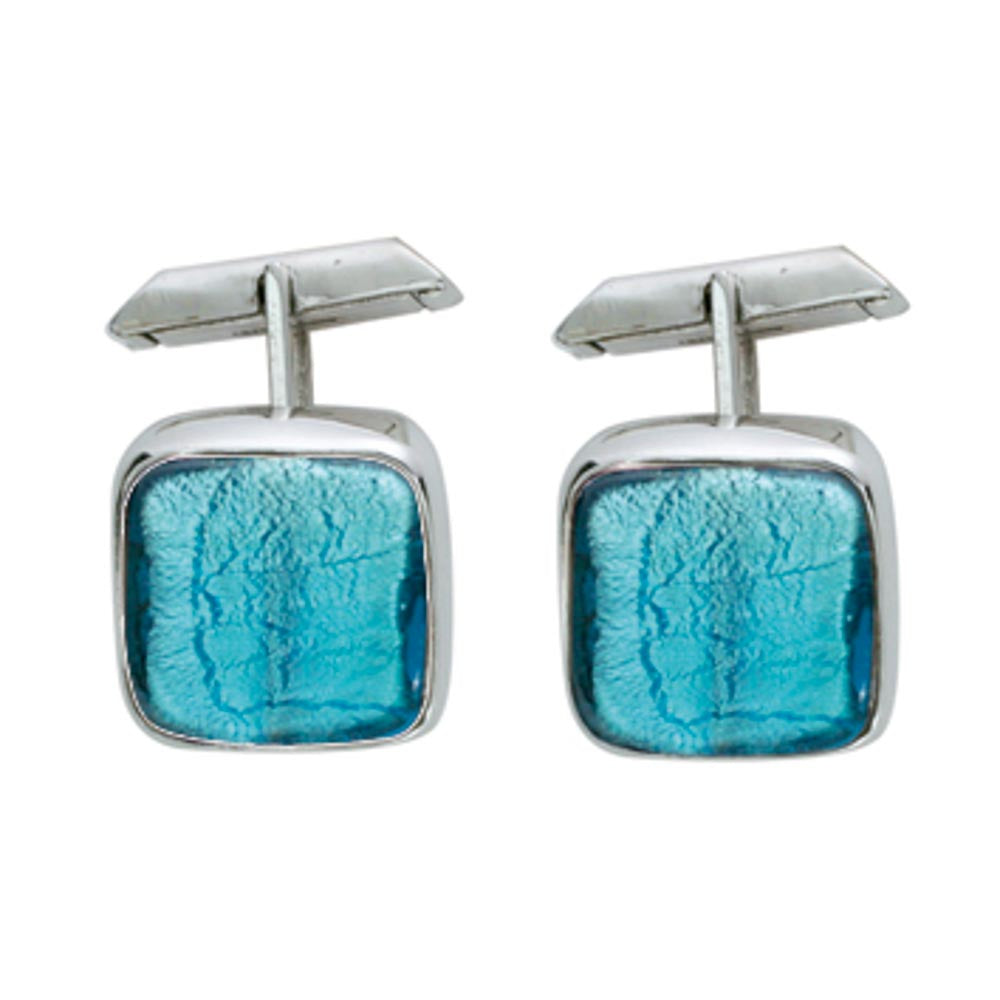 Sterling silver and Murano crystal squared cufflinks