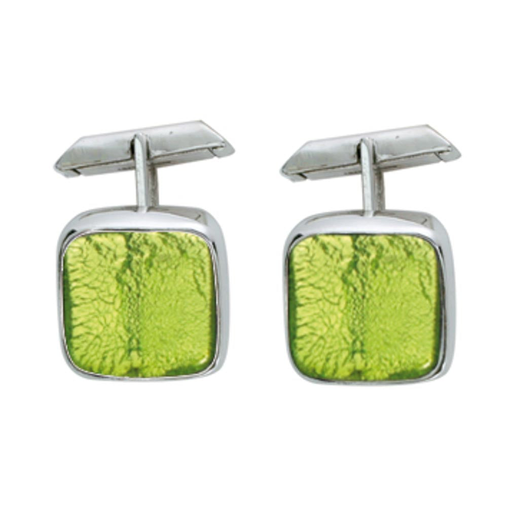 Sterling silver and Murano crystal squared cufflinks