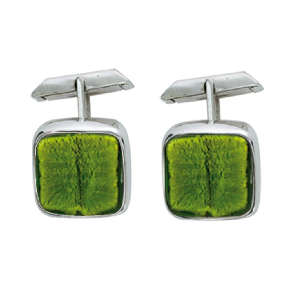 Sterling silver and Murano crystal squared cufflinks