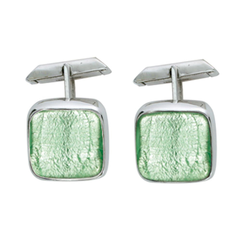 Sterling silver and Murano crystal squared cufflinks