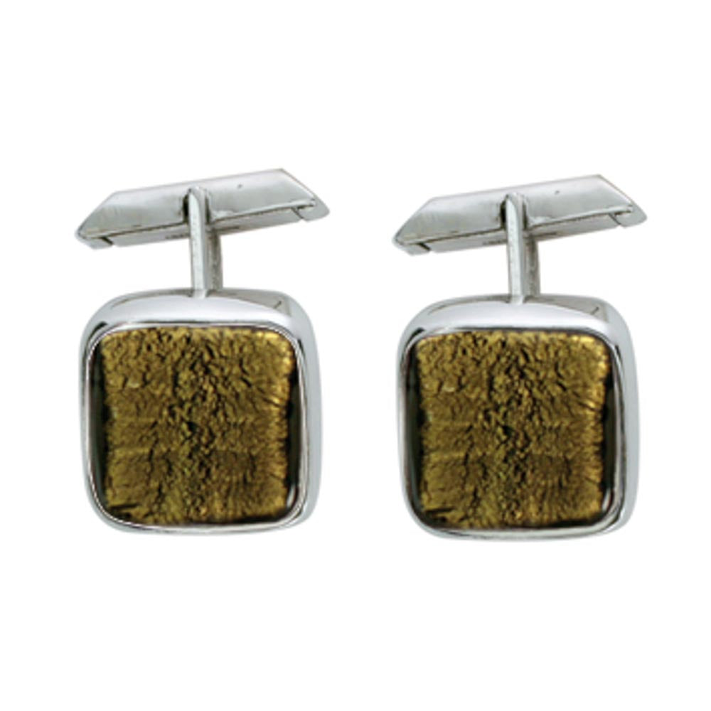 Sterling silver and Murano crystal squared cufflinks