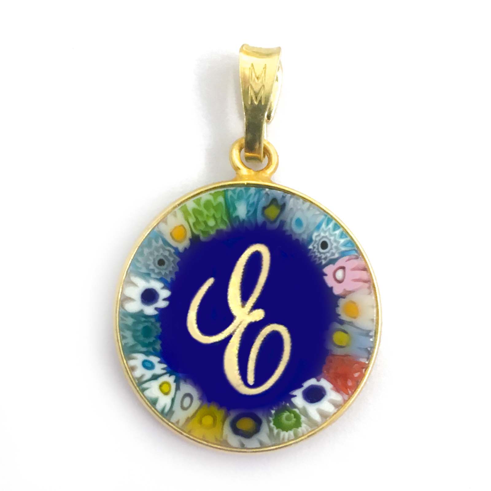 Murrina glass pendant with initial