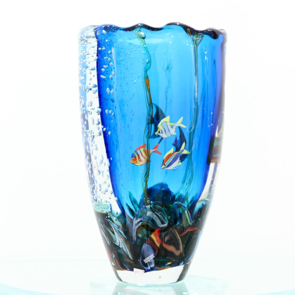 MURANO GLASS AQUARIUM VASE MADE IN ITALY