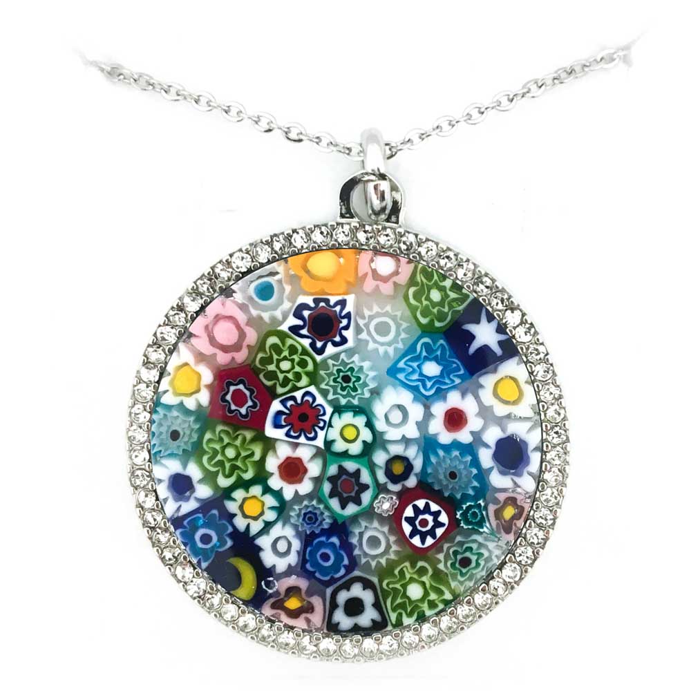 millefiori pendant muirano glass made in italy swarovski