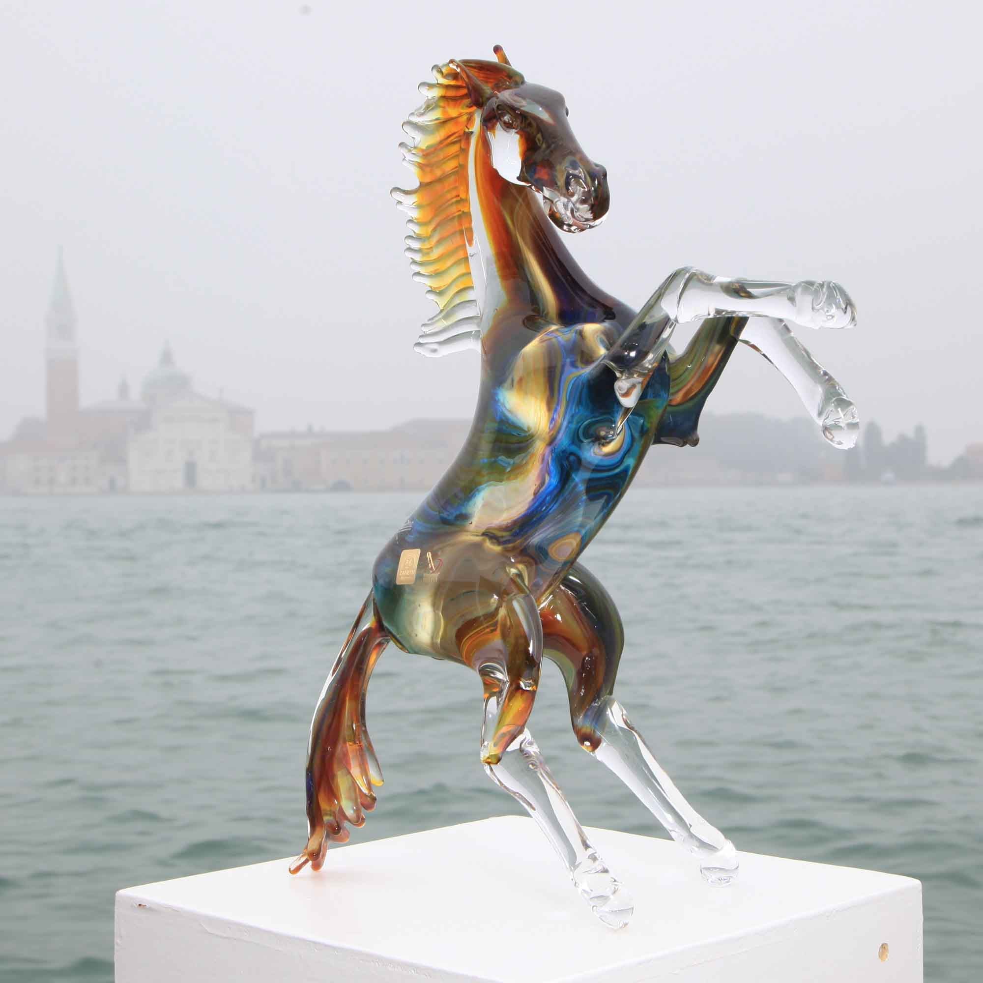 Cheval cabré - Verre de Murano Calcedonio