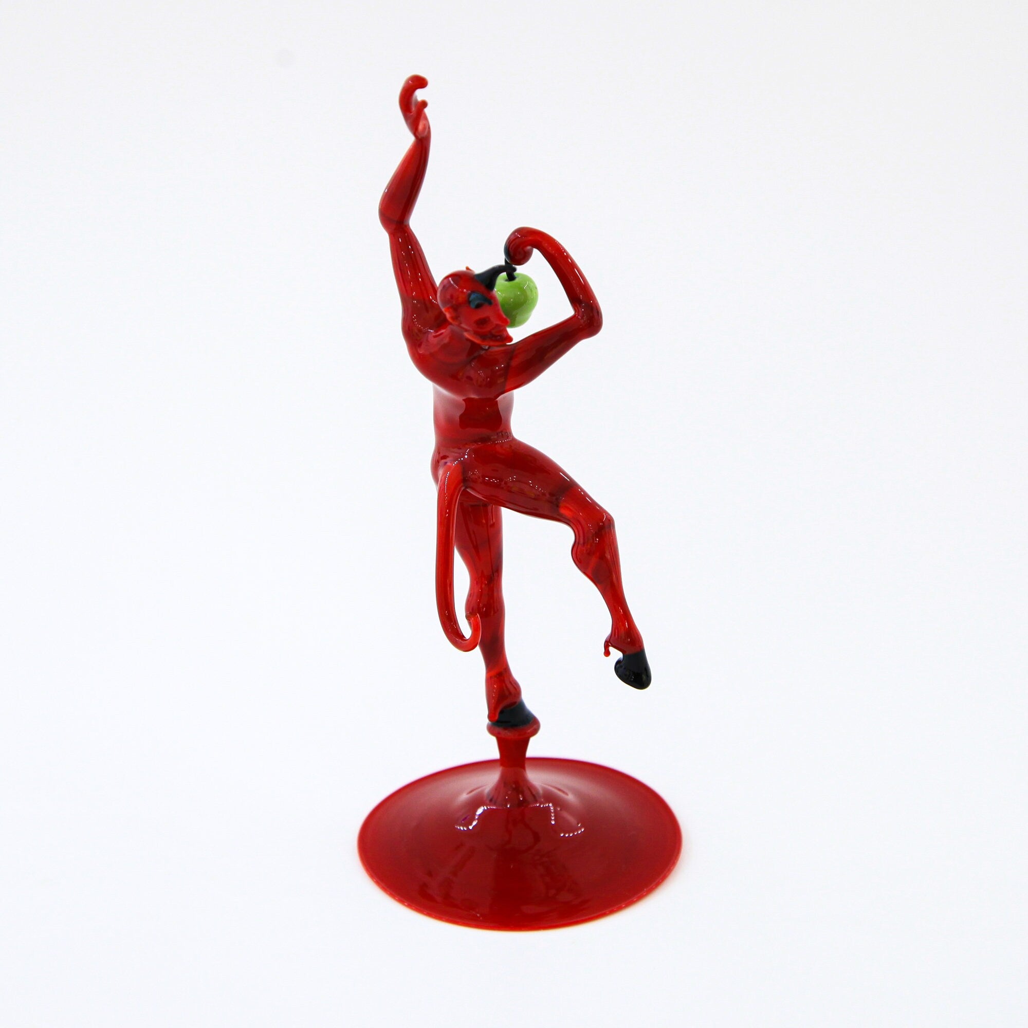 Red Devil With Apple Small Size - Murano Glass