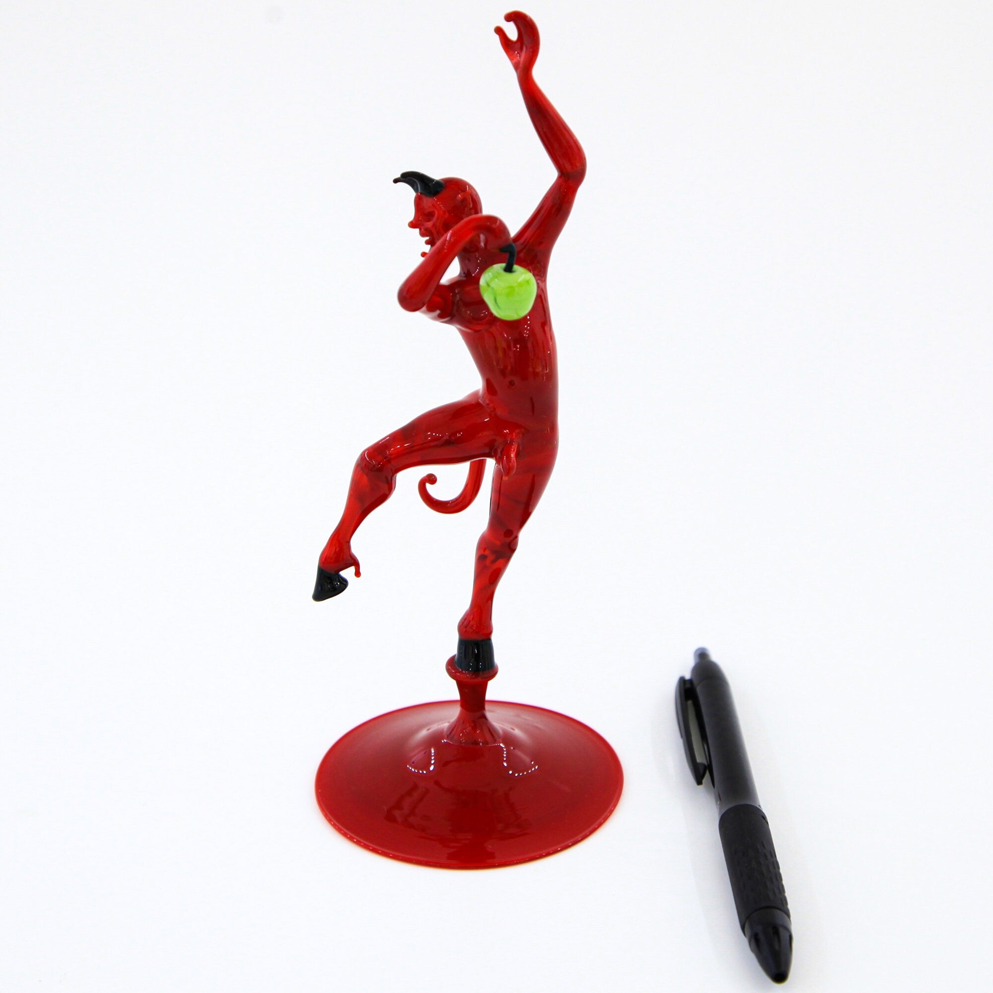 Red Devil With Apple Small Size - Murano Glass