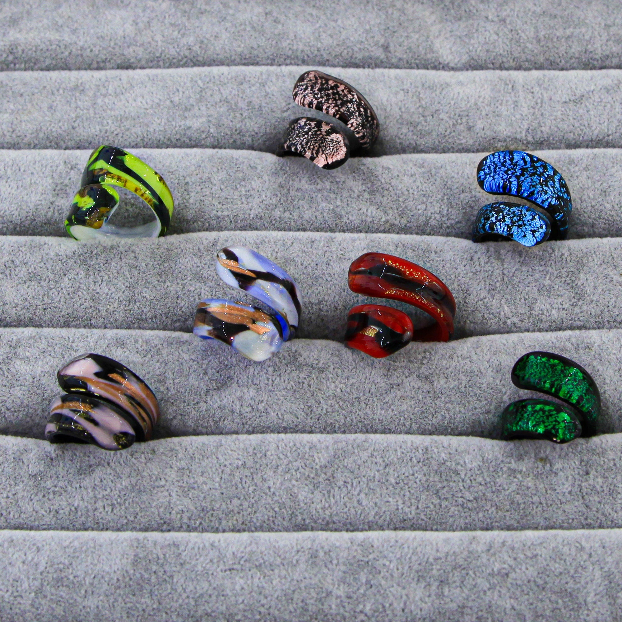 Blue Light Ring Handmade Medusa - Murano Glass