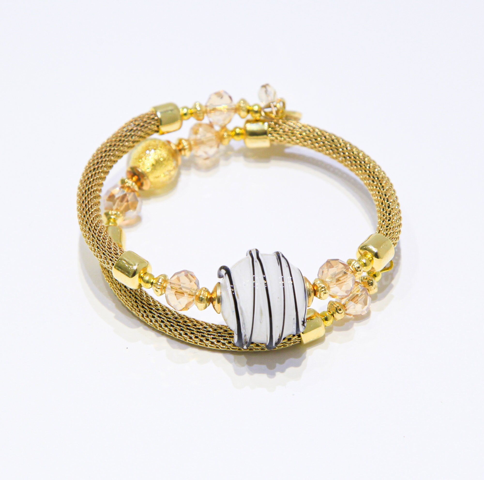 Gold Bracelets With Filigree Bead Re Mida - Murano Glass