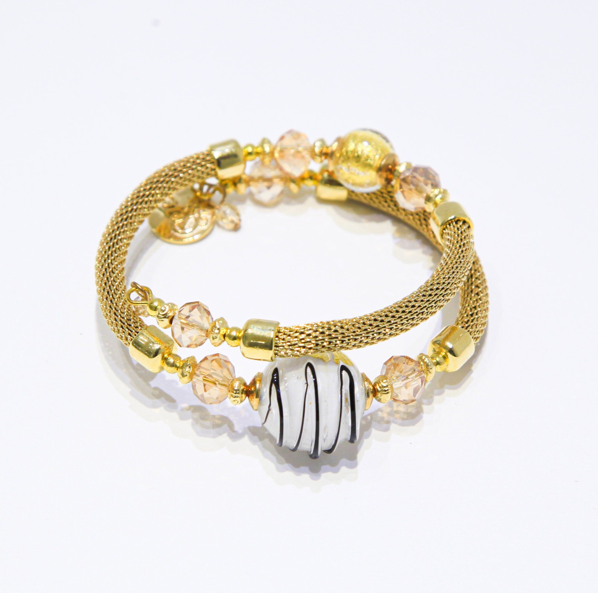 Gold Bracelets With Filigree Bead Re Mida - Murano Glass