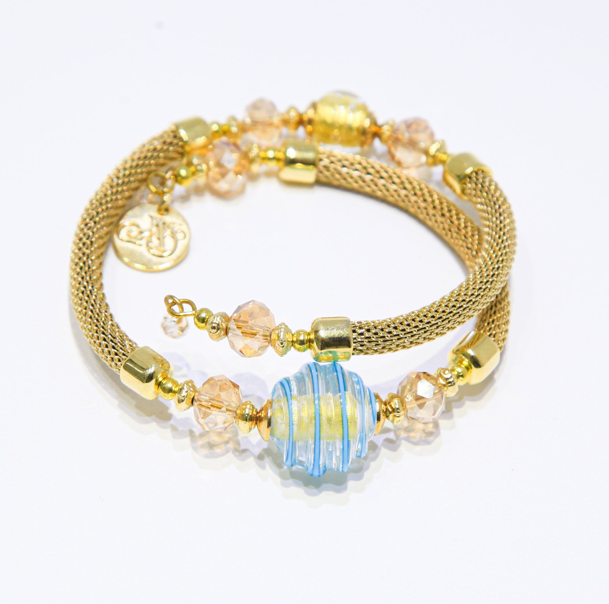 Gold Bracelets With Filigree Bead Re Mida - Murano Glass