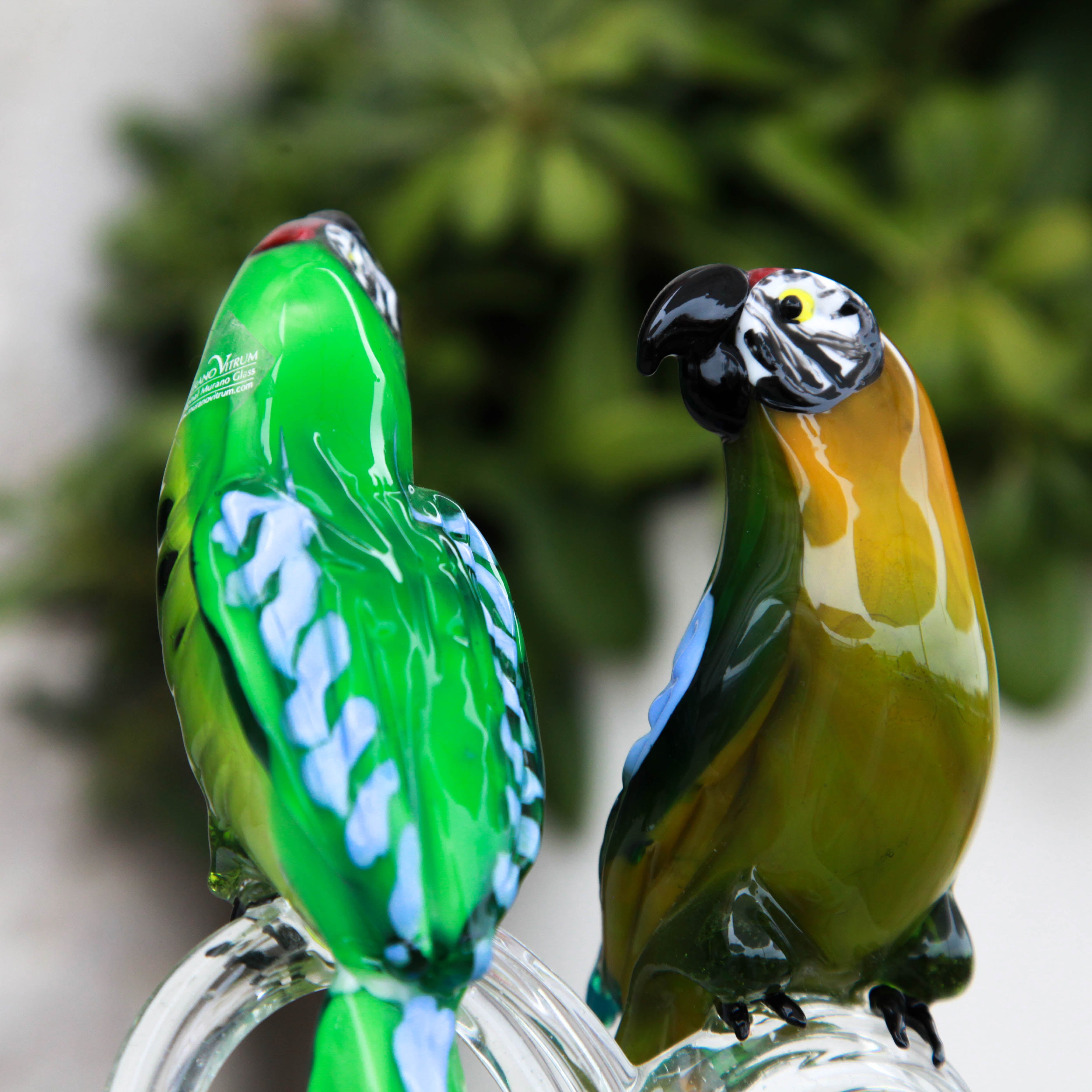 Green parrots - murano glass