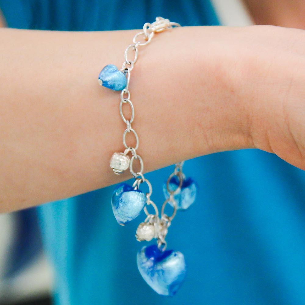 Bracelet with hearts - silver