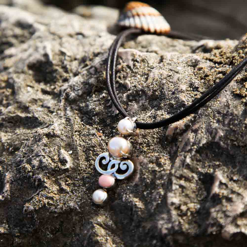 Silver necklace with coral